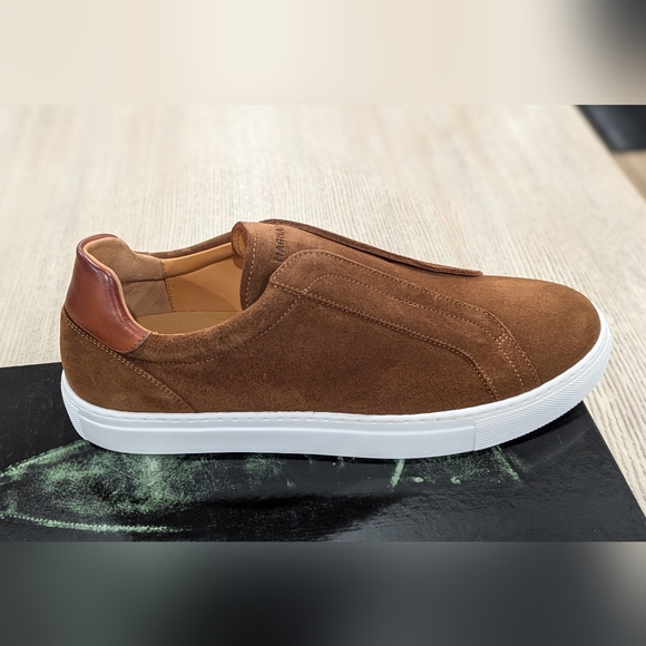 $450 Mens Magnanni "Laska" Suede Slip On Sneakers Cognac US 10.5 - Picture 4 of 9